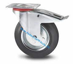 RUEDA GOMA NEGRA GIRATORIA FRENO 125 MM