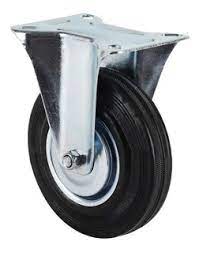 RUEDA GOMA NEGRA BASE FIJA 85 MM