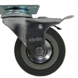 RUEDA GOMA NEGRA GIRATORIA FRENO 75MM