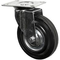 RUEDA GOMA NEGRA BASE GIRATORIA 75 MM