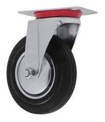 RUEDA GOMA NEGRA BASE GIRATORIA 100 MM