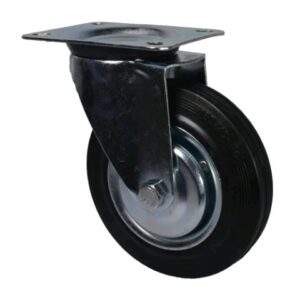 RUEDA GOMA NEGRA BASE GIRATORIA 160MM