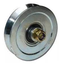 RUEDA PORTON ACERO V 90 MM 1 RULEMAN