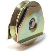 RUEDA PORTON ACERO V 100 MM CON SOPORTE