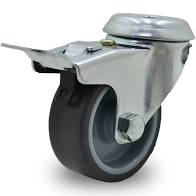 RUEDA PVC GRIS 50MM GIRATORIA. C/FRENO