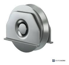 RUEDA PORTON ACERO V 90 MM CON SOPORTE