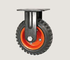 RUEDA GOMA NEGRA CORRUGADA 160MM BASE FIJA