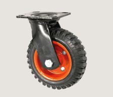 RUEDA GOMA NEGRA CORRUGADA 200MM GIRATORIA