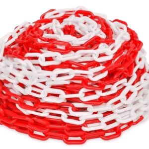 CADENA PLASTICA ROJA Y BLANCA 8MM X METRO